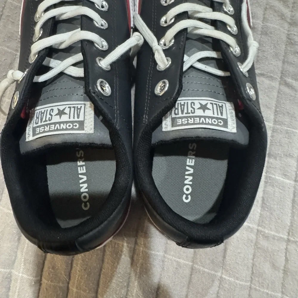 Converse All Star Street All Leather Junior Size 6 Chuck Taylor Black‎ Red Mason